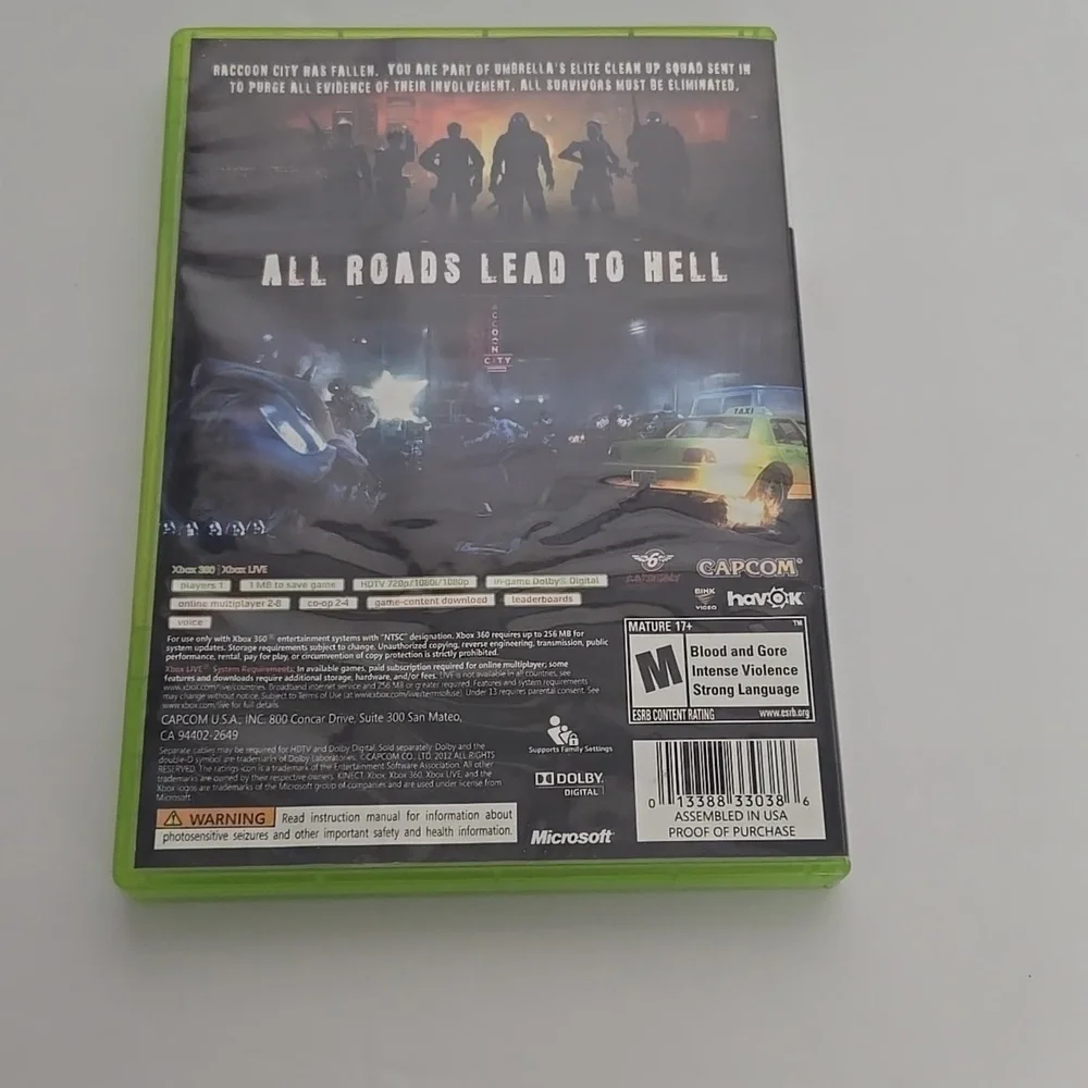 Will Need A Small Resurf.360 Game - Resident Evil: Operation Raccoon City